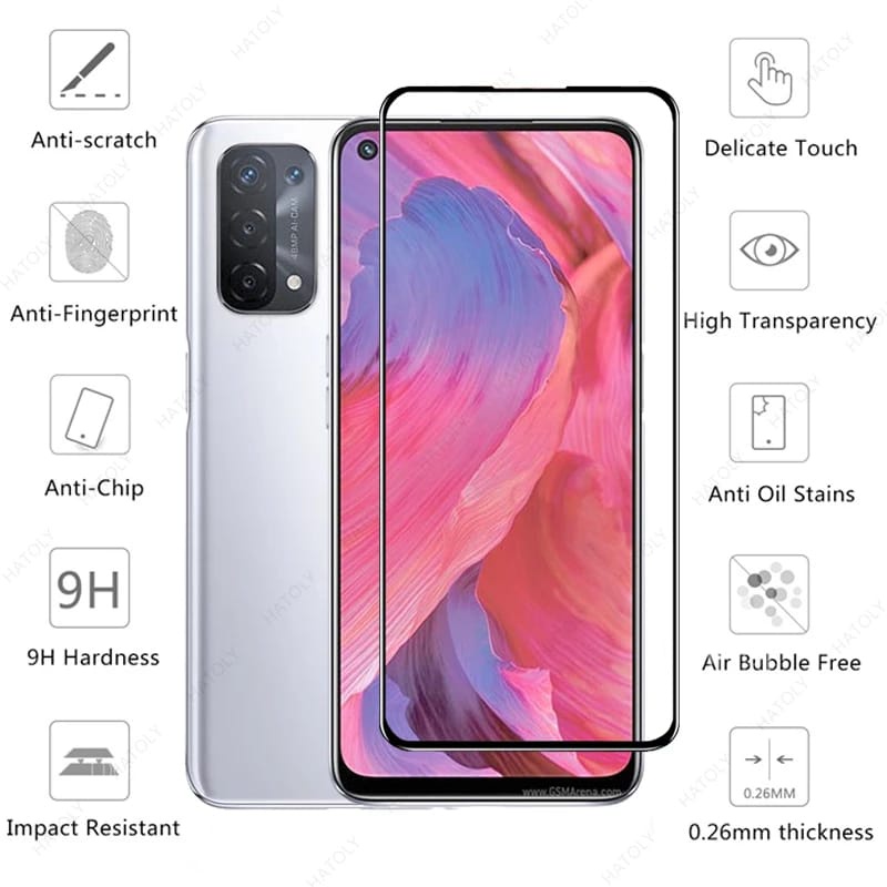 Tempered Glass Full Layar OPPO A74 5G Screen Guard Protector Antigores List warna TG