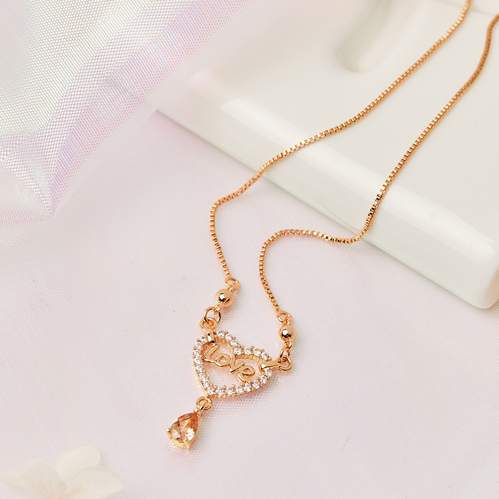 Y356 Kalung Huruf Love Kalung Wanita Hati Aesthetic Aksesoris Wanita Kalung Lapis Emas Tidak Luntur