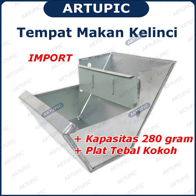 Tempat Makan kelinci IMPORT Galvanise Feeder Rabbit Mangkok Piring Tempat Pakan Kelinci Pet Bowl