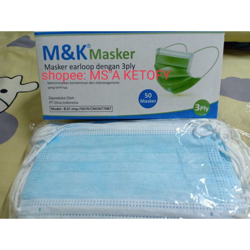 Masker Earloop M&amp;K 1box=50pc