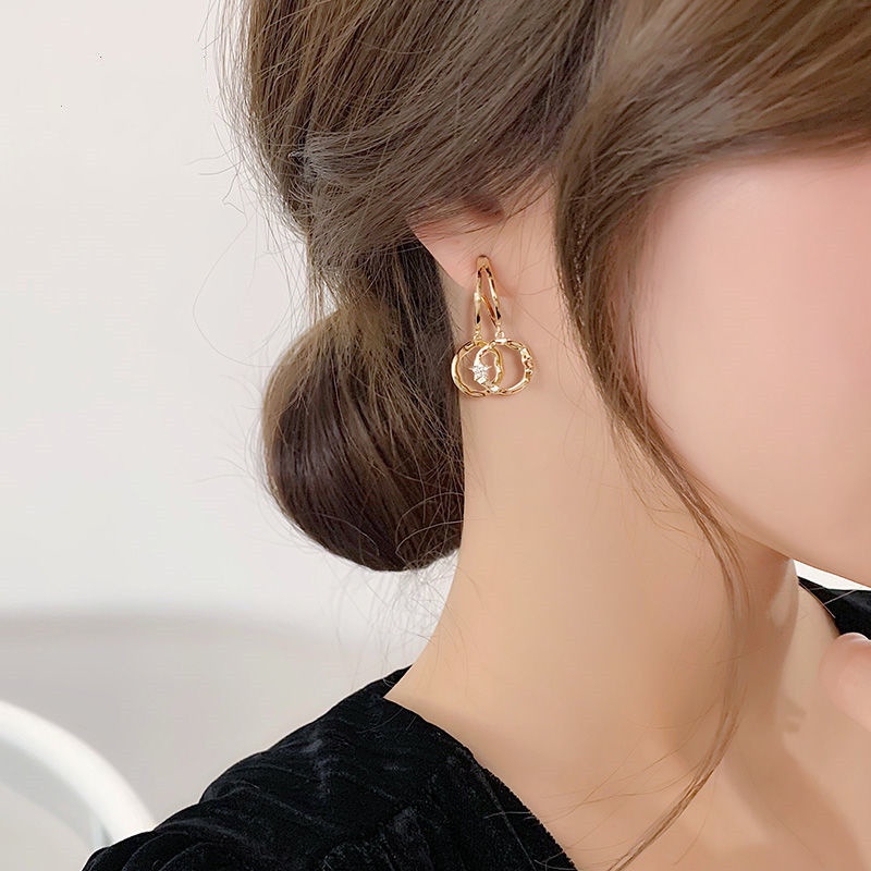 Aksesoris fashion wanita gaya Korea anting bintang cincin ganda sederhana