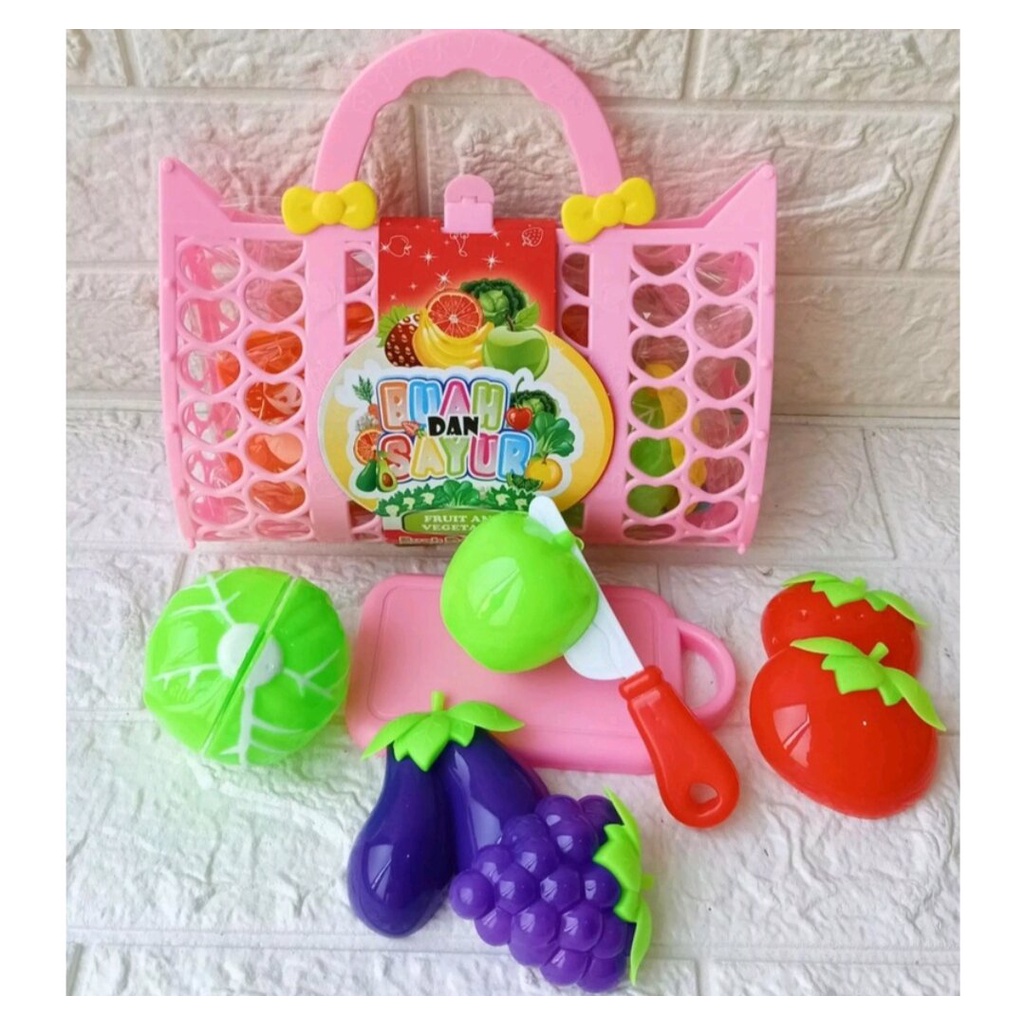 COD MAINAN BUAH KERANJANG / MAINAN BUAH POTONG TAS KERANJANG / MAINAN TAS BUAH BUAHAN POTONG