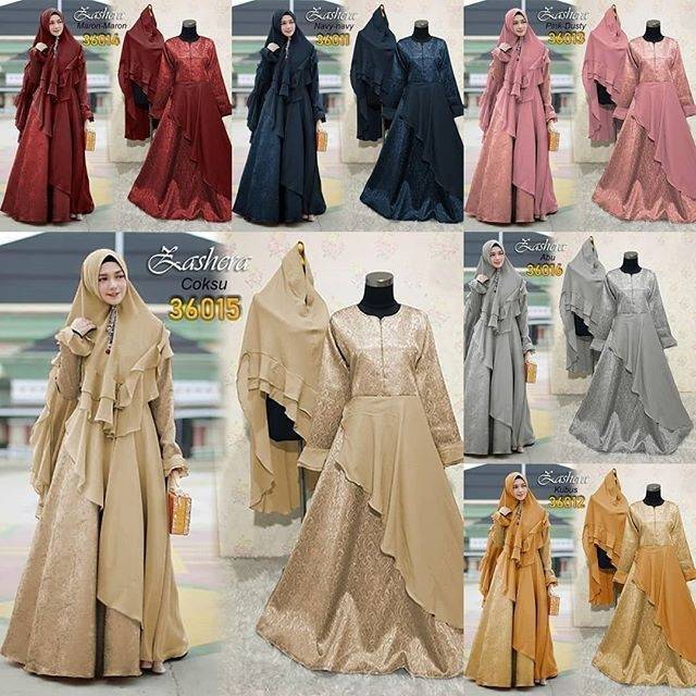 Zashera Syari set pesta mewah syari jumbo syari busui gamis pesta