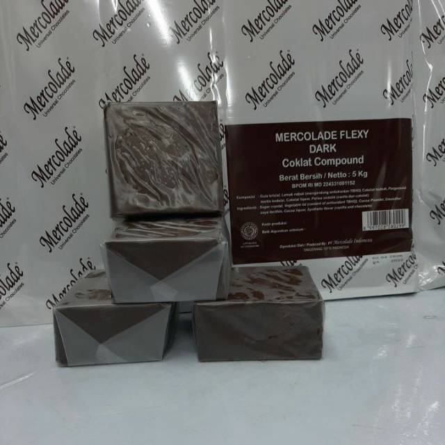 

Mercolade Flexy Dark Coklat Compund, Coklat Batangan Repack Kurang Lebih Dari 250g