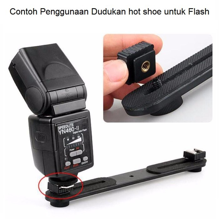 DUDUKAN HOT SHOE FLASH LITE GUN LIGHT SCREW THREAD 1/4 TRIPOD KAMERA