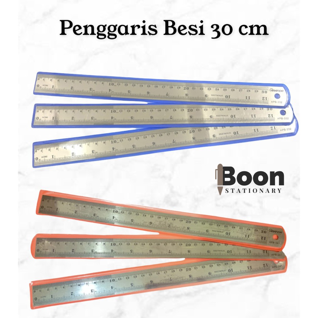 

[Pcs] Penggaris Besi 30cm Stainless Steel - Tipis Biru / Tebal Orange
