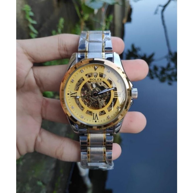 Jam Tangan Otomatis Romawi Tengkorak Skeleton Jam Tangan Tanpa Baterai Terlaris