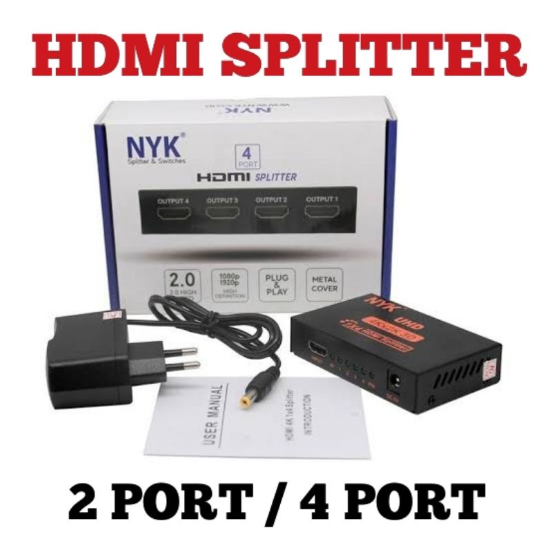 HDMI SPLITER / SPLITTER NYK ORIGINAL 1-2 / 1-4 / 1-8 ( untuk 2 port / 4 port / 8 port )