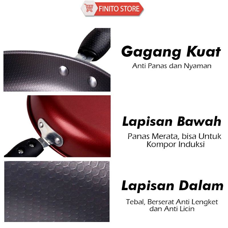 GSE Panci dan Wajan Penggorengan Teflon Set isi 3 Pcs//panci teflon set 3pcs