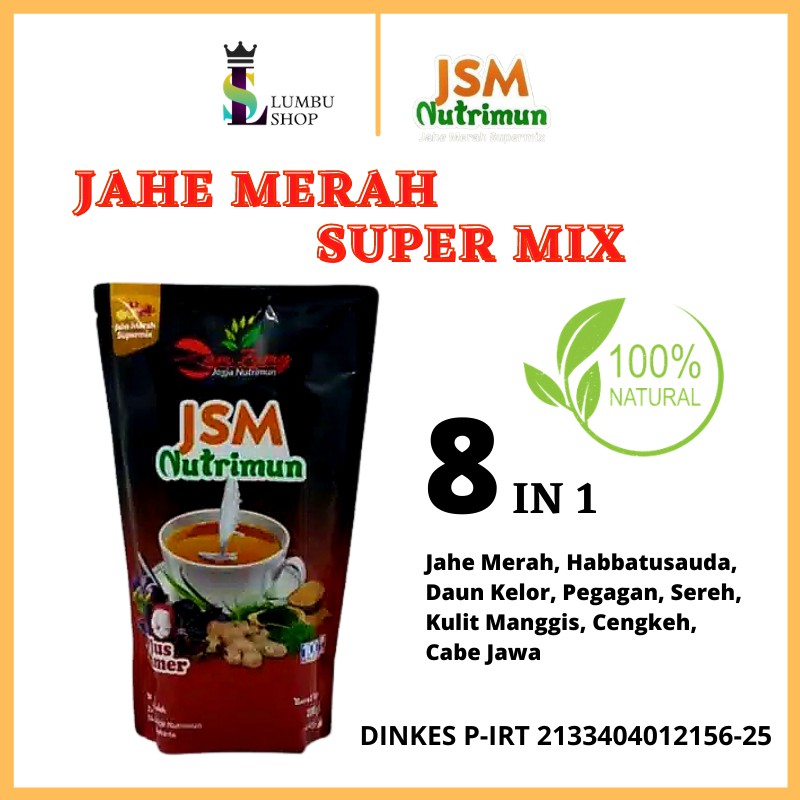 

JSM Nutrimun Jahe Merah Super Mix Plus Krimer Bubuk Instan Immune Booster Cegah Corona 200gr