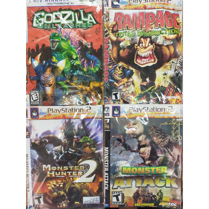 PAKET MURAHKASET PS2 GODZILLA/RAMPAGE/MONSTER HUNTER ISI 4 DISC