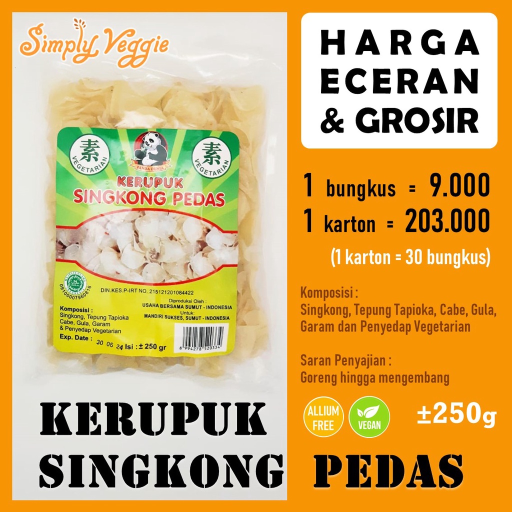 

Kerupuk Singkong Pedas Vegetarian / Krupuk Vegetarian Cap Panda Dunia