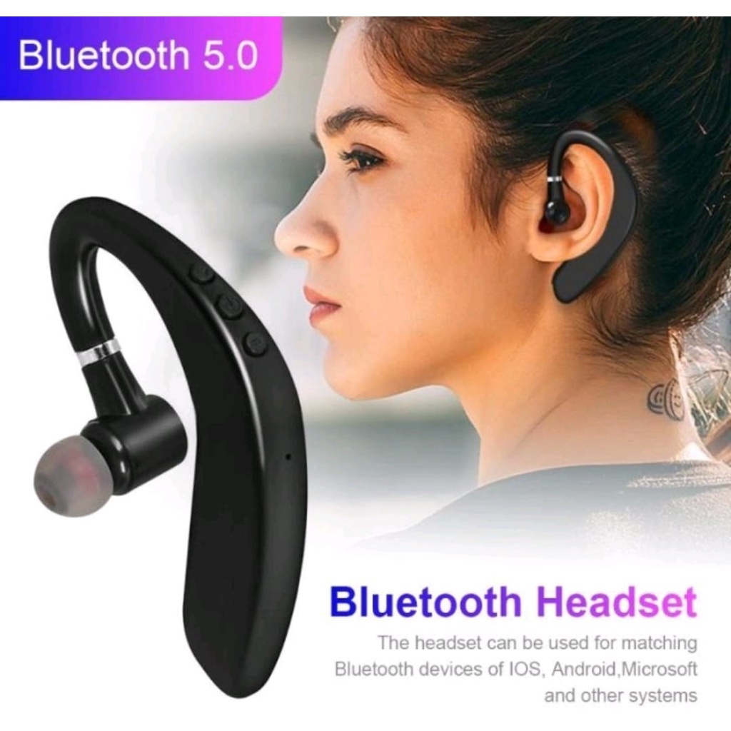 Headset-Handsfree-Earphone Bluetooth V5.0- Earphone Wireless S109 Business Nirkabel Dengan Mikrofon Kontrol Kebisingan-Best Quality