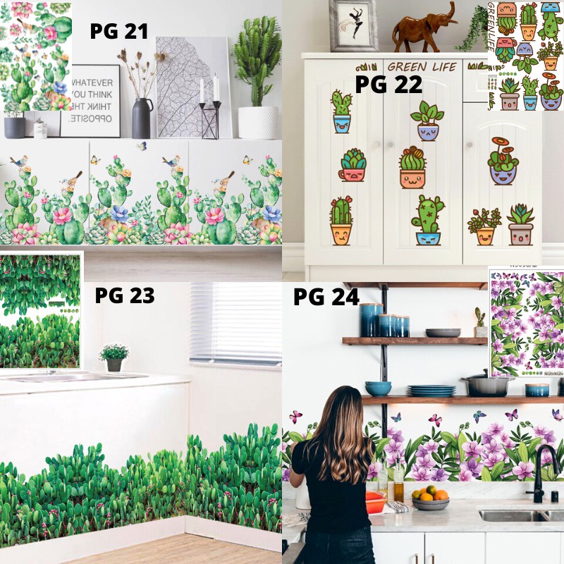 WALL STIKER D3 STICKER PAPER WALLSTICKER WALLSTIKER WALLPAPER DINDING DAUN POHON HIJAU PALEM KAKTUS MONSTERA HIASAN TEMBOK KERAMIK JENDELA PINTU KACA KAMAR MANDI TOILET ANTI AIR DEKORASI RUMAH TAMAN CAFE RUANG KAMAR TIDUR TAMU LEMARI DAPUR 3D KULKAS DAUN