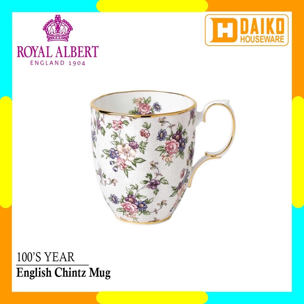 Gelas Minum Royal Albert 100S Year Of Royal Albert - Mug &amp; Plate 20cm English Chintz 1940 Original Royal Albert