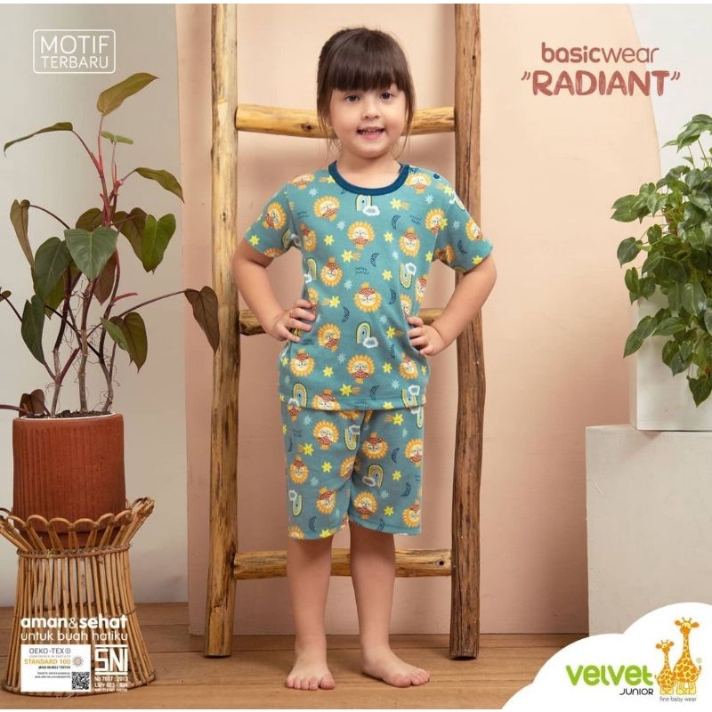 Setelan Baju Bayi Oblong Pendek Celana Pendek 3 6 9 Bulan 1-5 Tahun Velvet Junior Radiant 1pcs