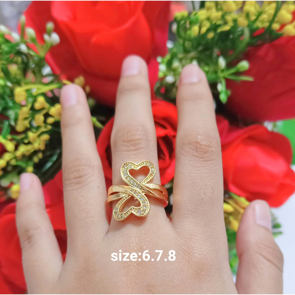 Cincin Dewasa Permata Zircon Gold Perhiasan Wanita Limited edition (COD)