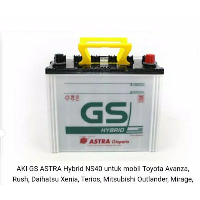 AKI MOBIL GS ASTRA Hybrid NS40 untuk mobil Toyota Avanza, Rush, Daihatsu Xenia, Terios