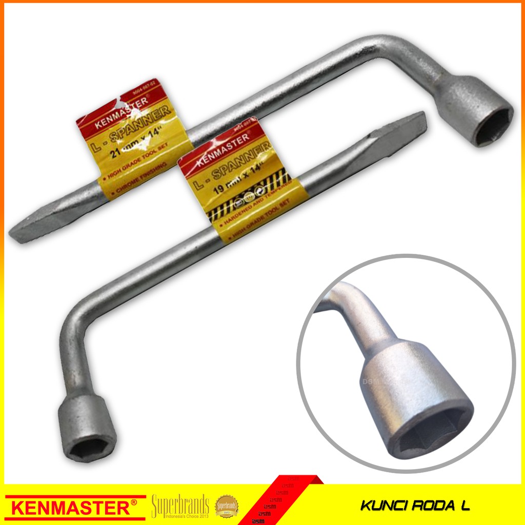 Kenmaster / Kunci Roda L / L Spanner / Kunci Roda Mobil / Perkakas Bengkel / Aksesoris Mobil / DSM