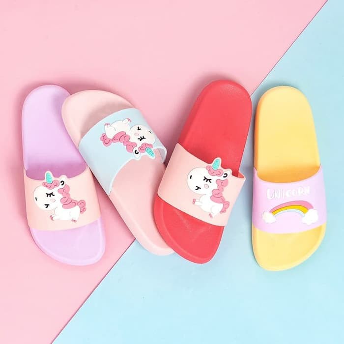  Sandal  motif unicorn  rainbow Dewasa  karet timbul TERBARU 