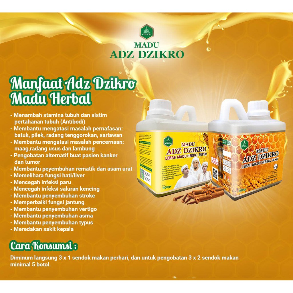 Madu Adz Dzikro Hutan Herbal Super Hitam Pahit Asli Original 500 gr