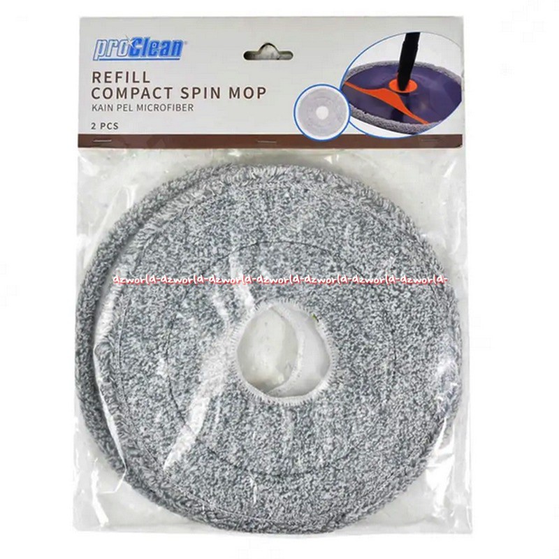 Proclean Refill Compact Spin Mop 2pcs Circle Grey Kain Pel 23.5cm Pro Clean Clin Procelan Kain Pengganti Pel Proklin Kain Refill Warna Abu Abu