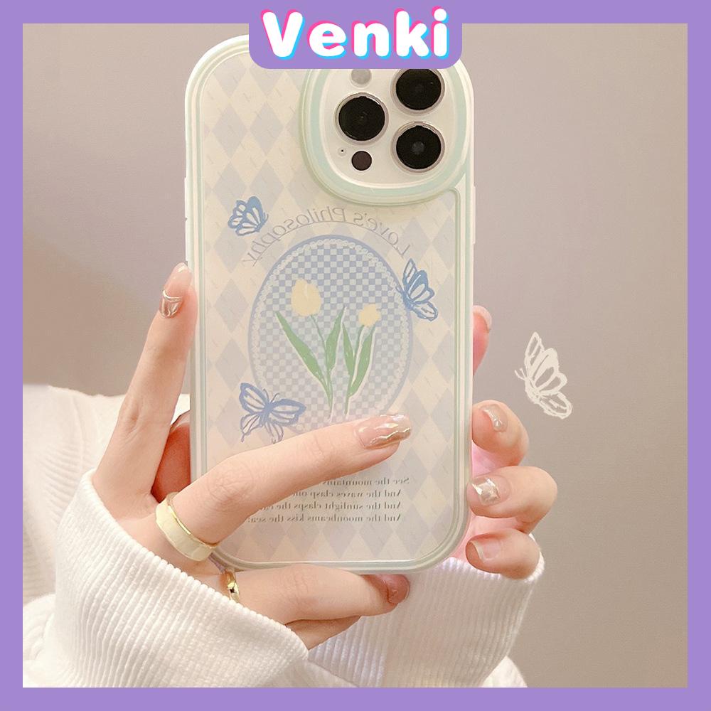 iPhone Case Silicone Soft Case Clear Case TPU Airbag Shockproof Full Coverage Protection Camera Blue Butterfly Flowers For iPhone 13 Pro Max iPhone 12 Pro Max iPhone 11 iPhone7Plus