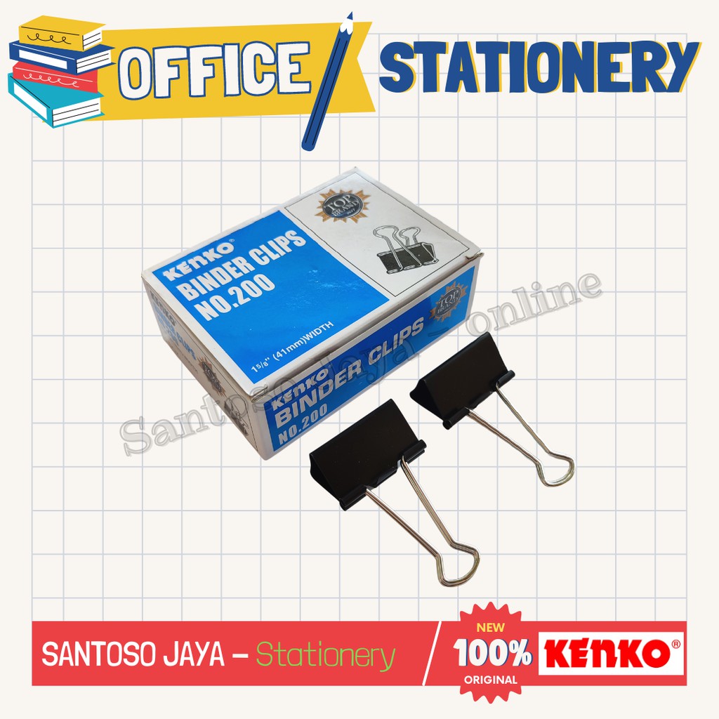 

Binder Clips KENKO No.200 - Binder Klip KENKO width 1 5/8 inch - 41mm