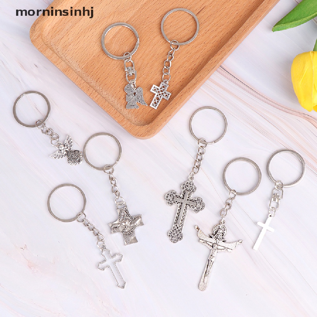 Mornin 1pc Kalung Rantai Dengan Liontin Salib Yesus Kristen