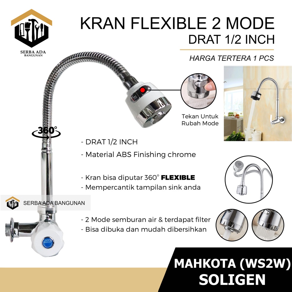 Kran Angsa Fleksibel NEW SOLIGEN PVC Keran Air Cuci Piring Tembok Sink Flexible WS2-W WS4-W WS1-W WS1-B