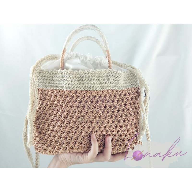 (Original Handmade) Bucket bag Rajut Hatsu / tas rajut serut /tas rajut pesta