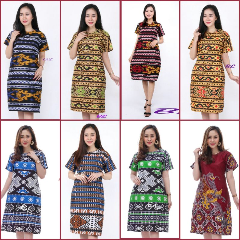 DRESS BATIK LENGAN PENDEK ANEKA MOTIF 0150 | DRESS NATAL WANITA | PAKAIAN