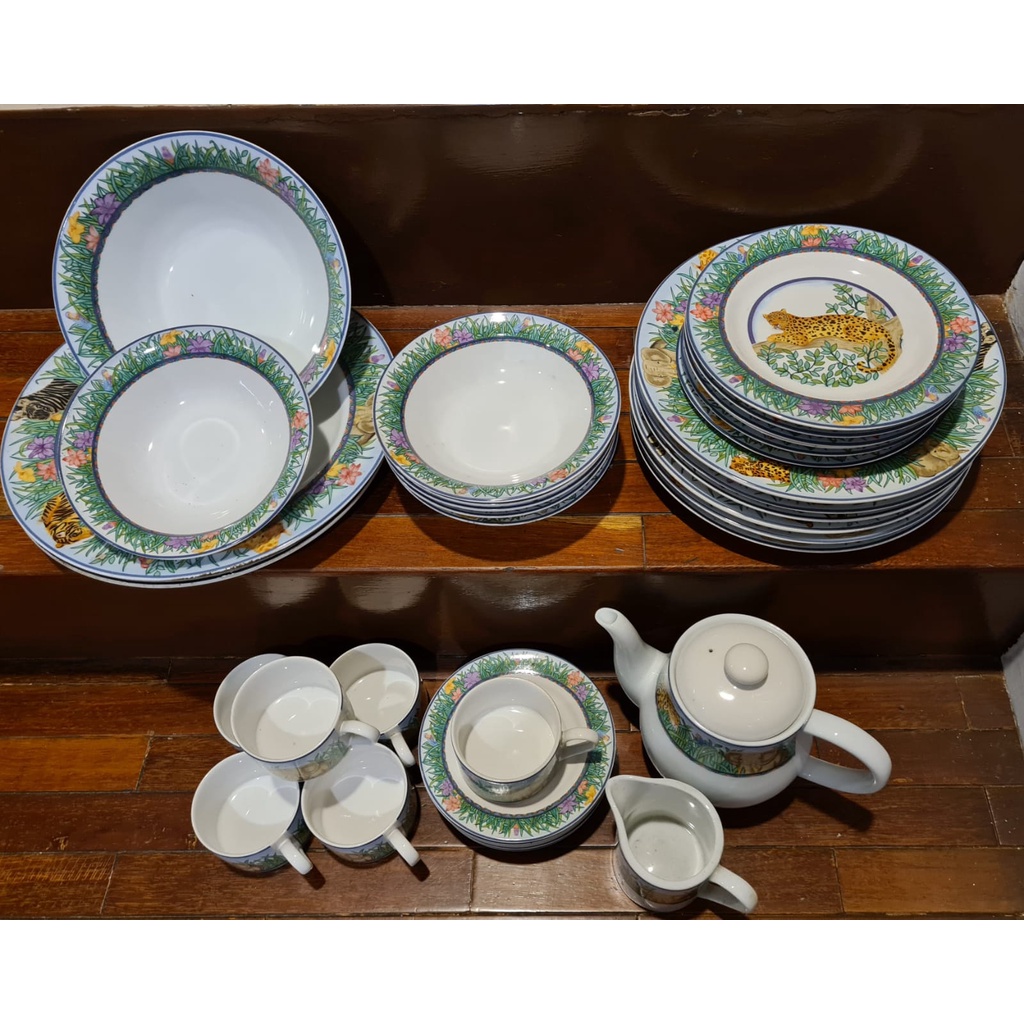 DINNER SET SANGO 34 PCS PIRING KERAMIK IMPORT MOTIF ANIMAL