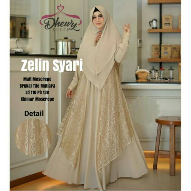 Gamis set syari brukat tile Zelin Syari by Dhewy