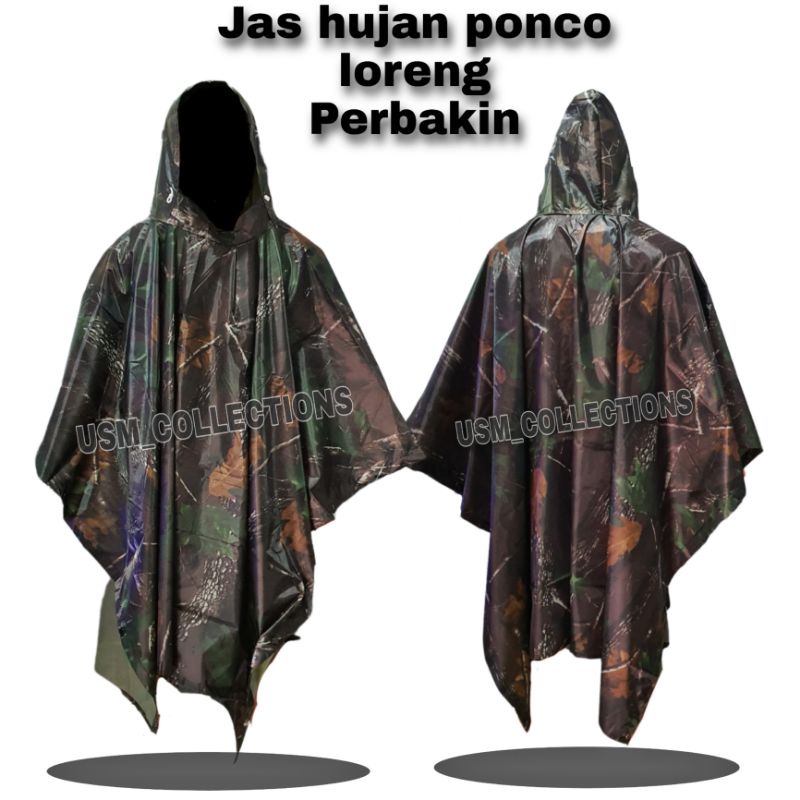 jas hujan loreng camo perbakin - ponco loreng - ponco loreng perbakin
