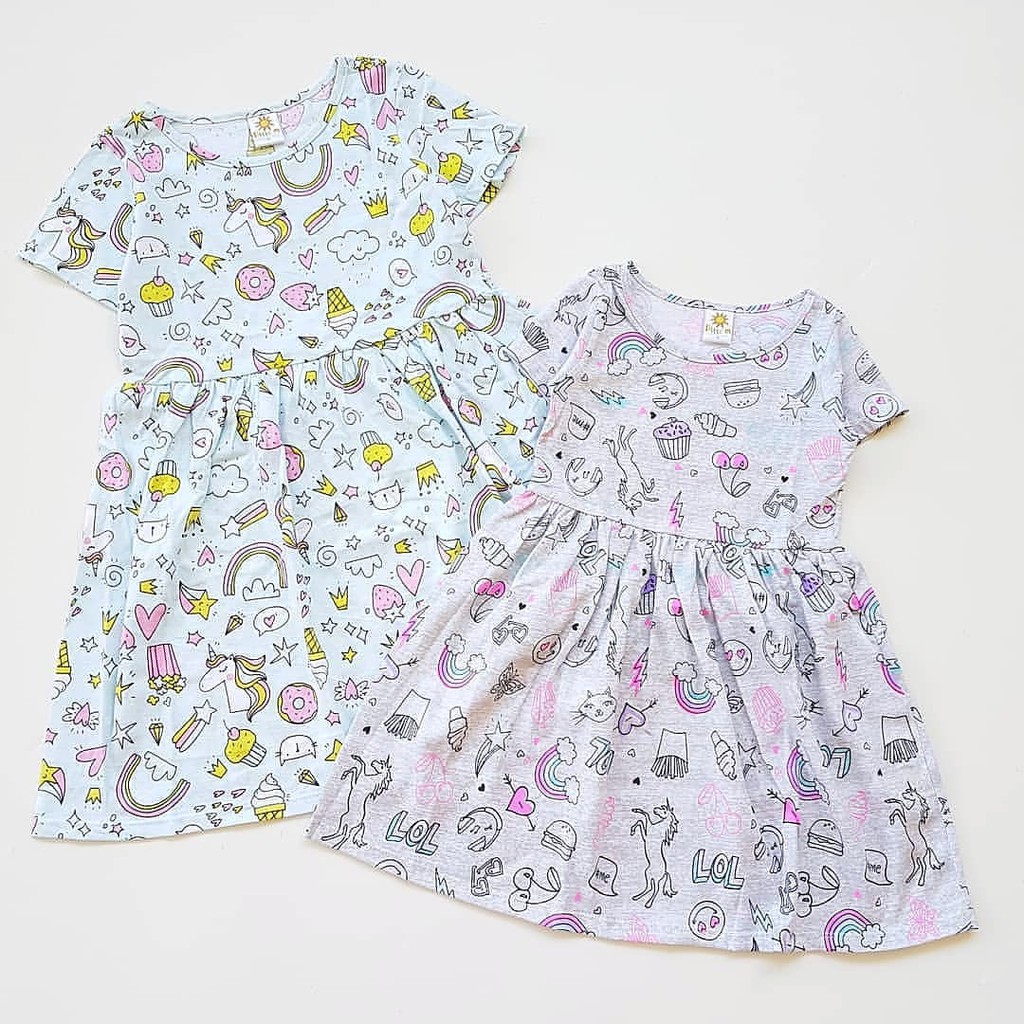 BZ Dress Anak Perempuan Dress Anak Cowok Dres Anak Perempuan Little M Unicorn Short Sleeve MIXDR004