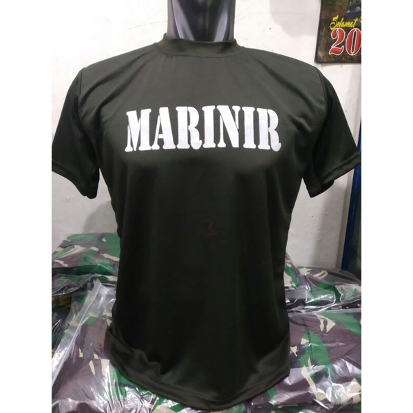 Kaos Dry Fit Lengan Pendek Logo Sablon Tulisan Marinir