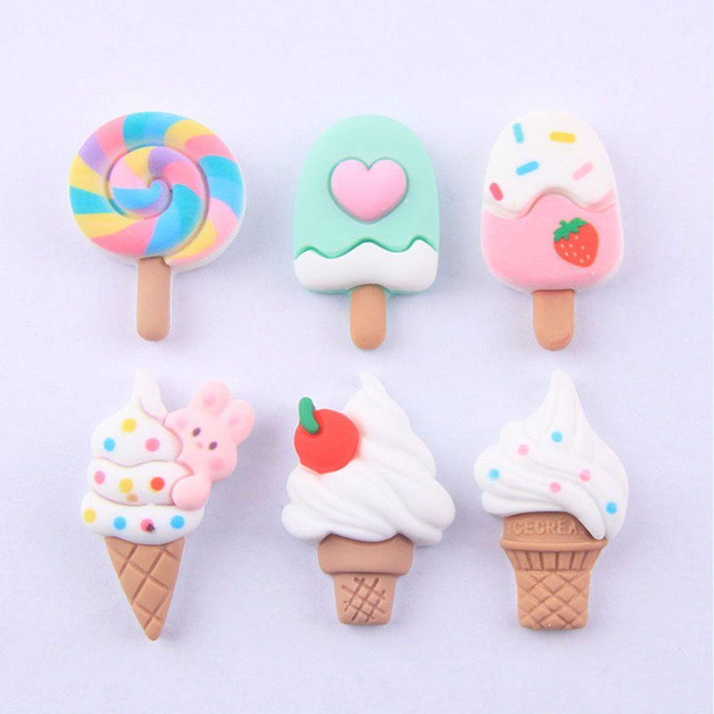 ❈Rowan ROWAN ROWAN❈ 10 Pcs Aksesoris Hiasan Kepala Bentuk Es Lolipop Bahan Resin Untuk Dekorasi Case Hp