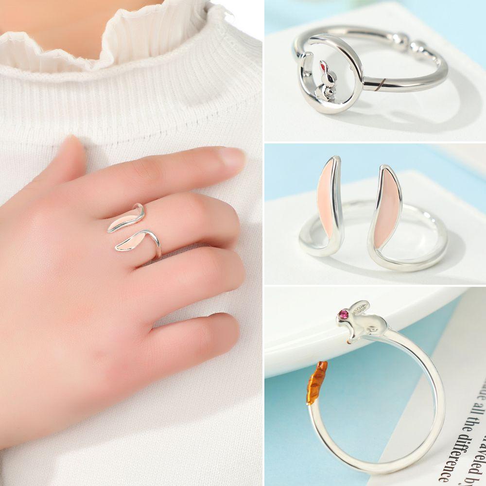 Lily Rabbit Carrot Ring Aksesoris Populer Bukaan Kreatif Hewan