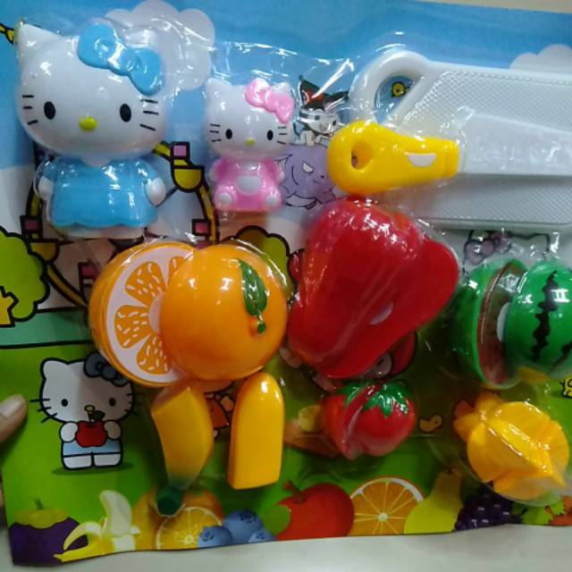 Mainan anak buah potong / iris / Fruit Slice + hello Kitty 2pc