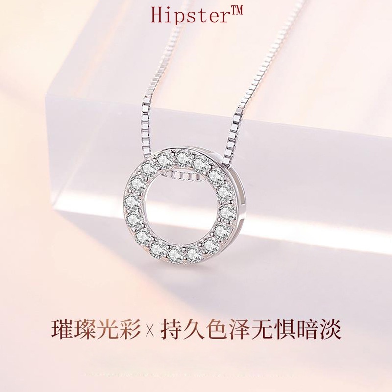 INS Style Mori Style Special Interest Light Luxury round Full Diamond Pendant Necklace