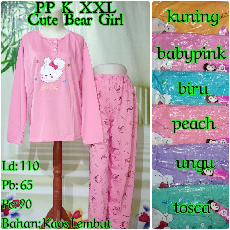Geser[8]Motif>>> BAJU TIDUR JUMBO Ld 110 XXL PP KAMENLI DEWASA (100% REALPICT)-Cute Bear Girl