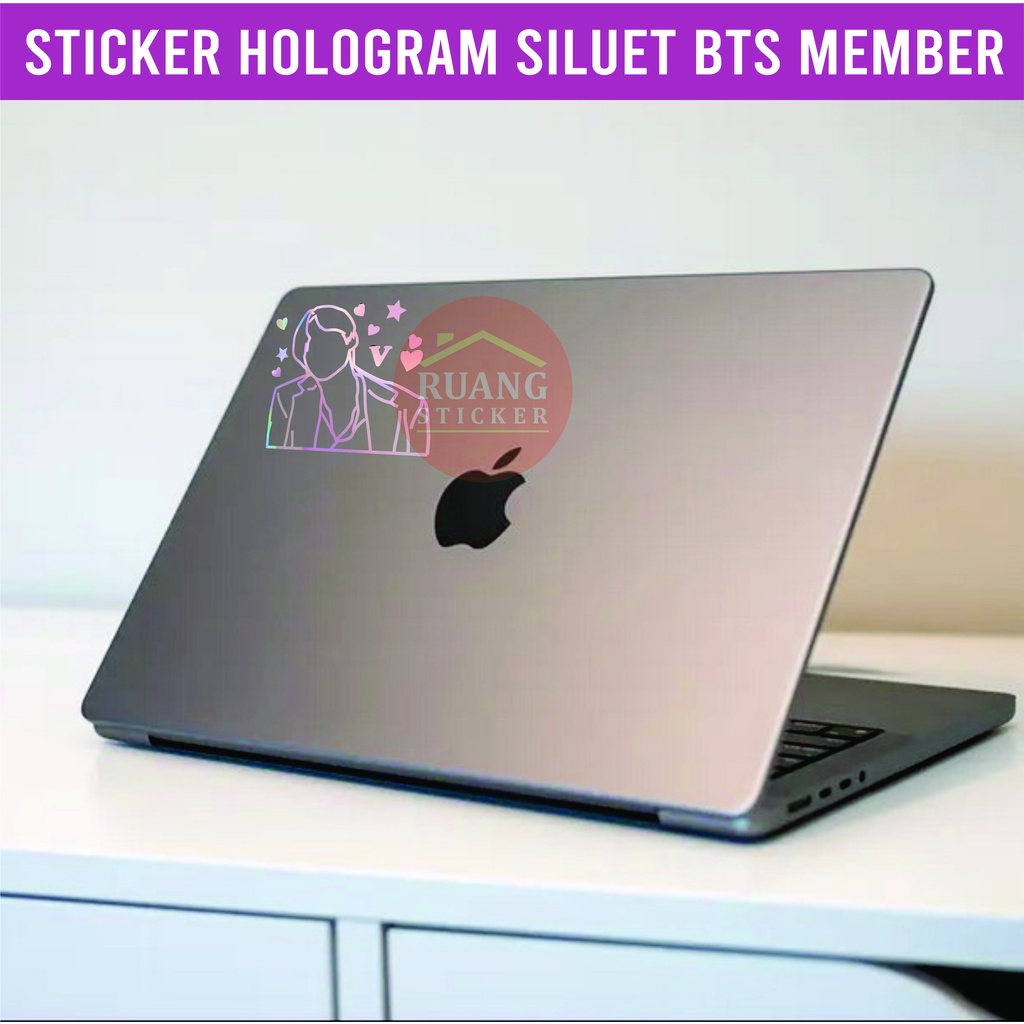 STIKER HOLOGRAM PELANGI BTS MEMBER SILUET OUTLINE SEHARI JADI CUSTOM