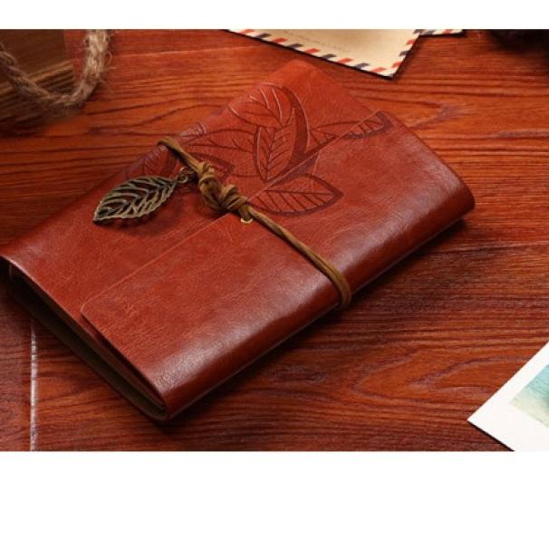 

☄ Buku Catatan Binder Kulit Retro Leaf Kertas A6 Buku Tulis - Coklat ❊
