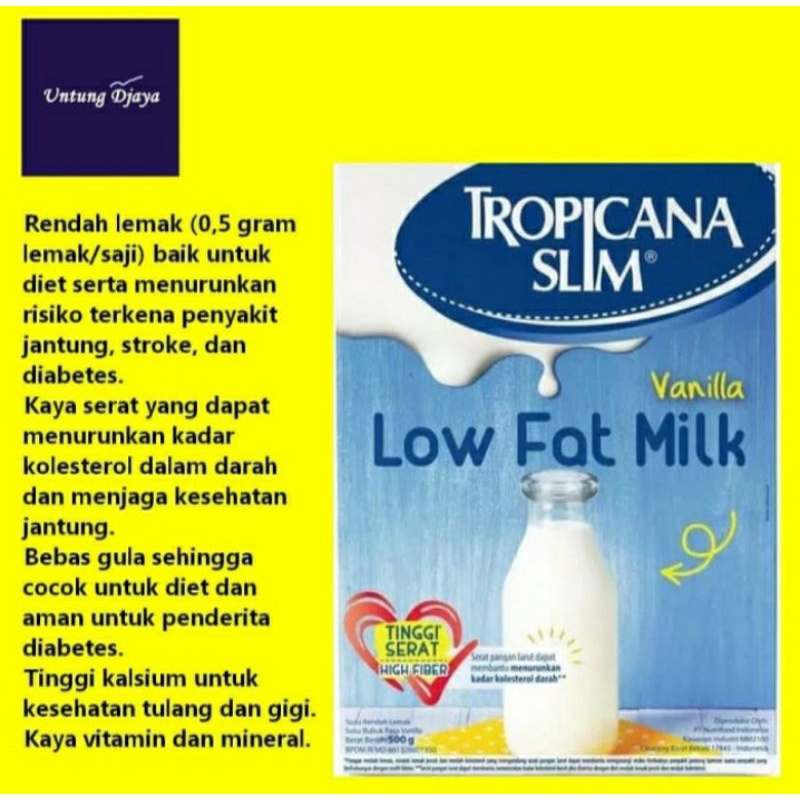 

Susu tropicana slim low fat vanila 500 gr