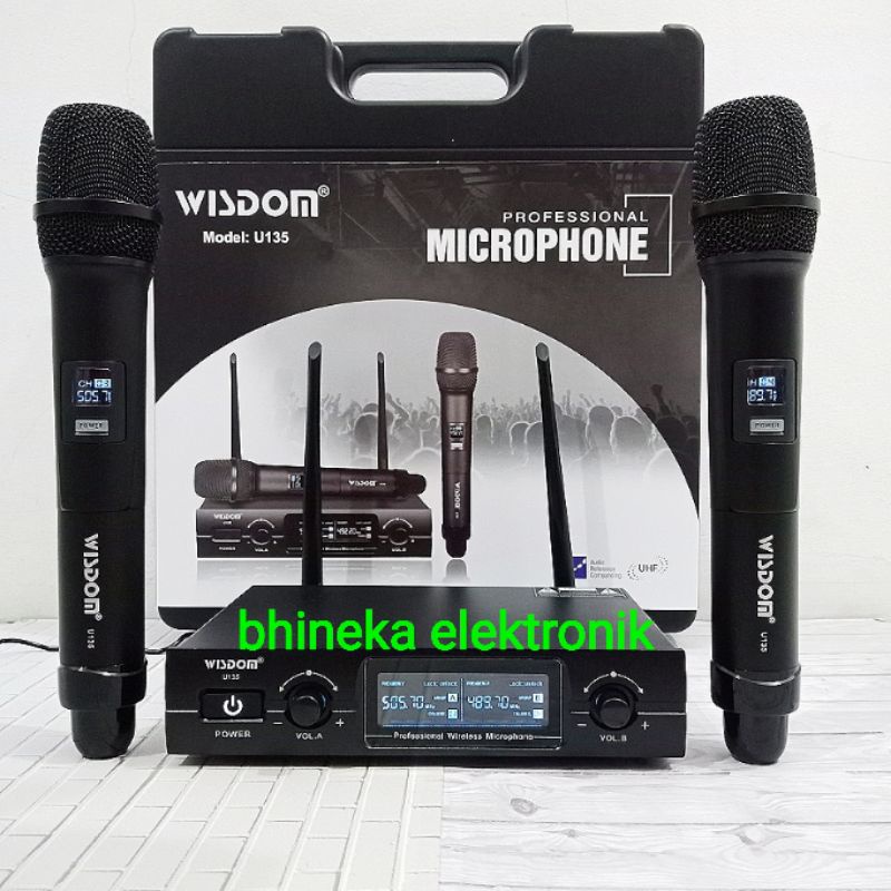 mic wireless wisdom U135 mic wisdom u-135 2 mic handheld free koper