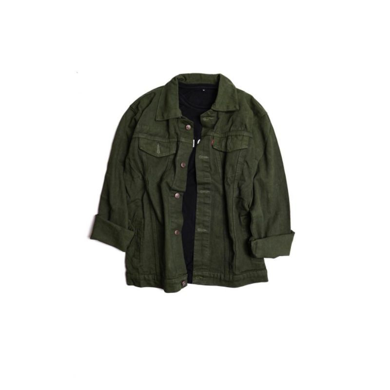 JAKET TRUCKER CANVAS HIJAU ARMY
