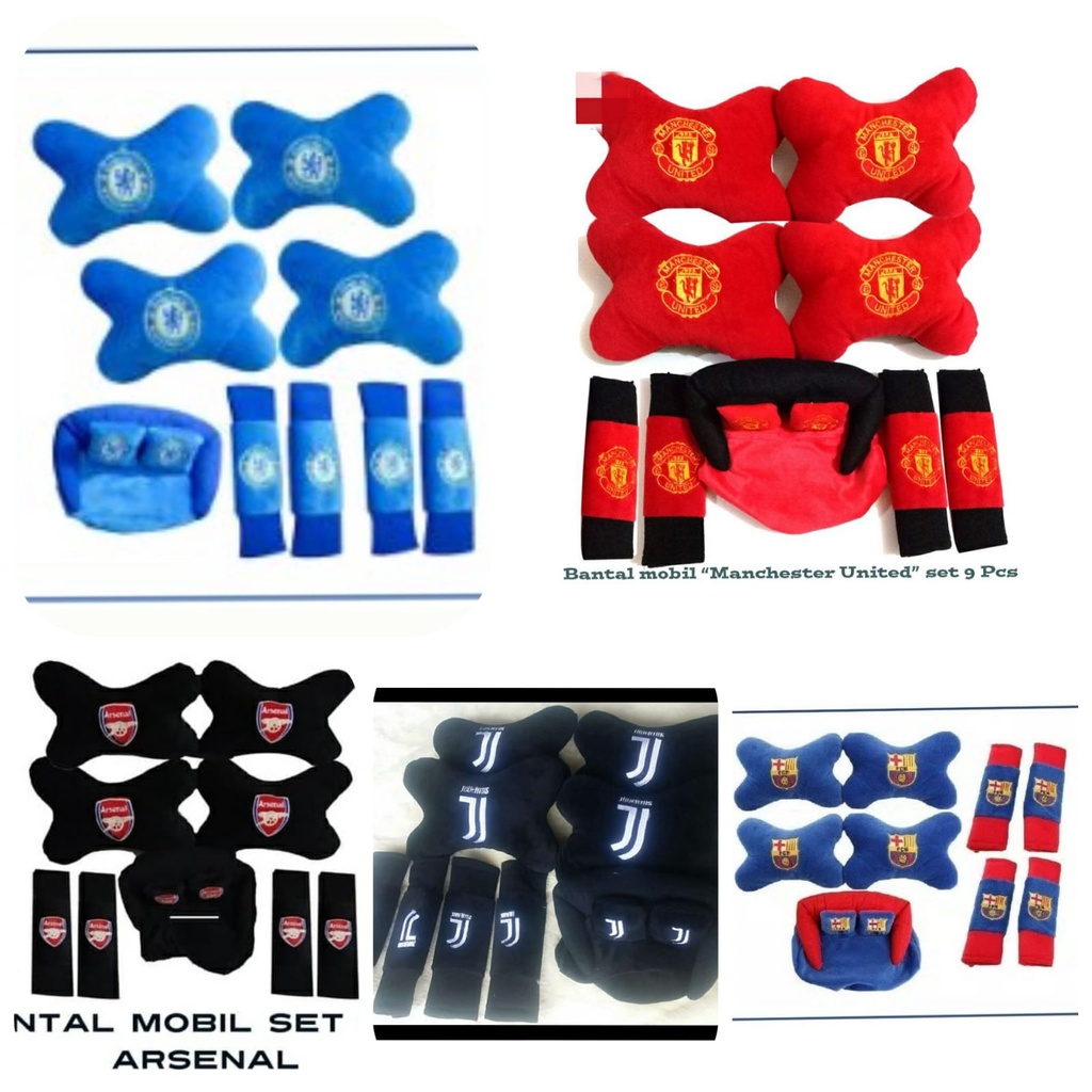 Bantal mobil 9pcs logo jersey bola