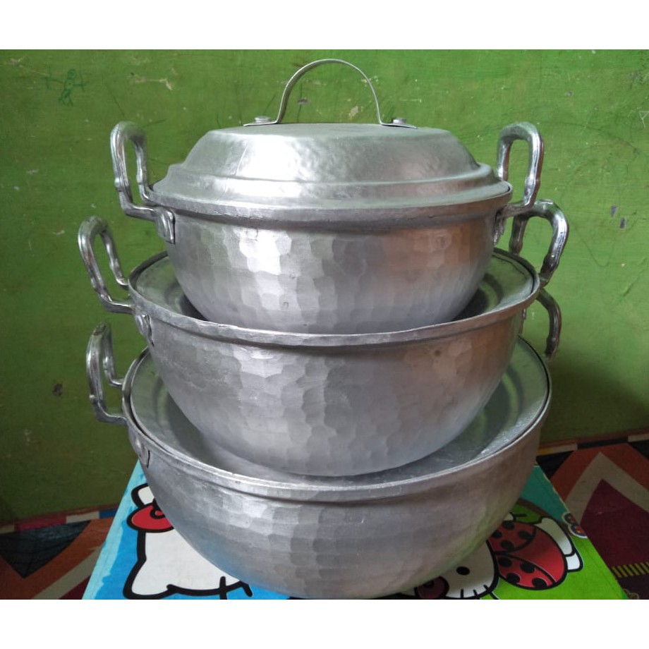 panci sayur alumunium garut satu set isi 3 campur