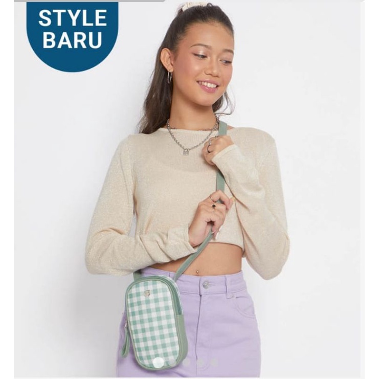 Dompet Hp brunbrun paris Klara Gingham Green mint sling Phone shopie martin official Paris Sophie ma